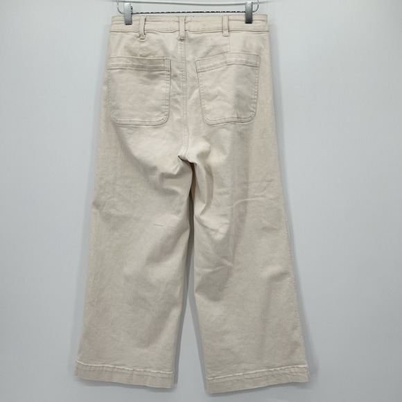 OAT New York High Rise Wide Leg Crop Pant Size 30 Stretch Cotton Natural Beige - Picture 5 of 12